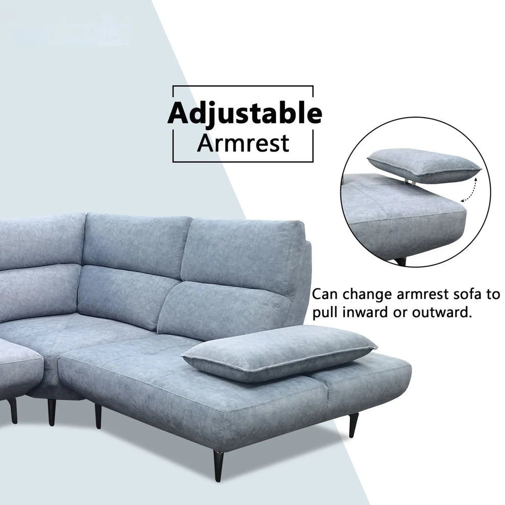 Istren Fabric Adjustable Backrest & Armrest Corner Sofa (Pet Friendly & Easy Clean) - Esteller