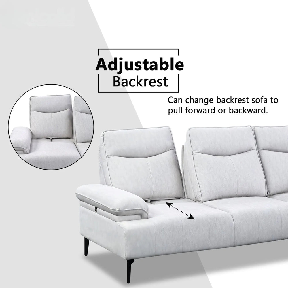 Felize Fabric Adjustable Backrest Corner Sofa (Pet Friendly & Easy Clean) KH