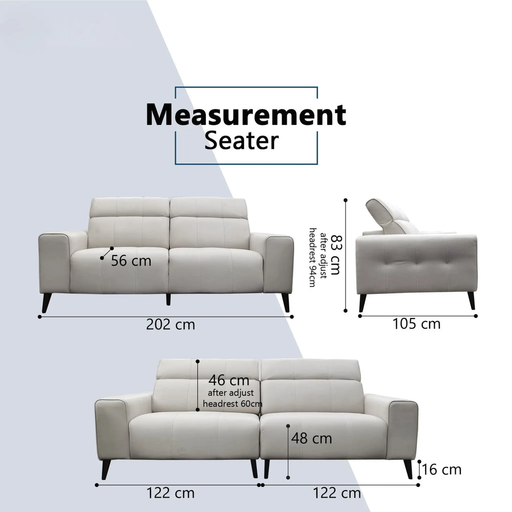 Aquara Fabric Adjustable Headrest Sofa (Pet Friendly & Easy Clean) - Esteller