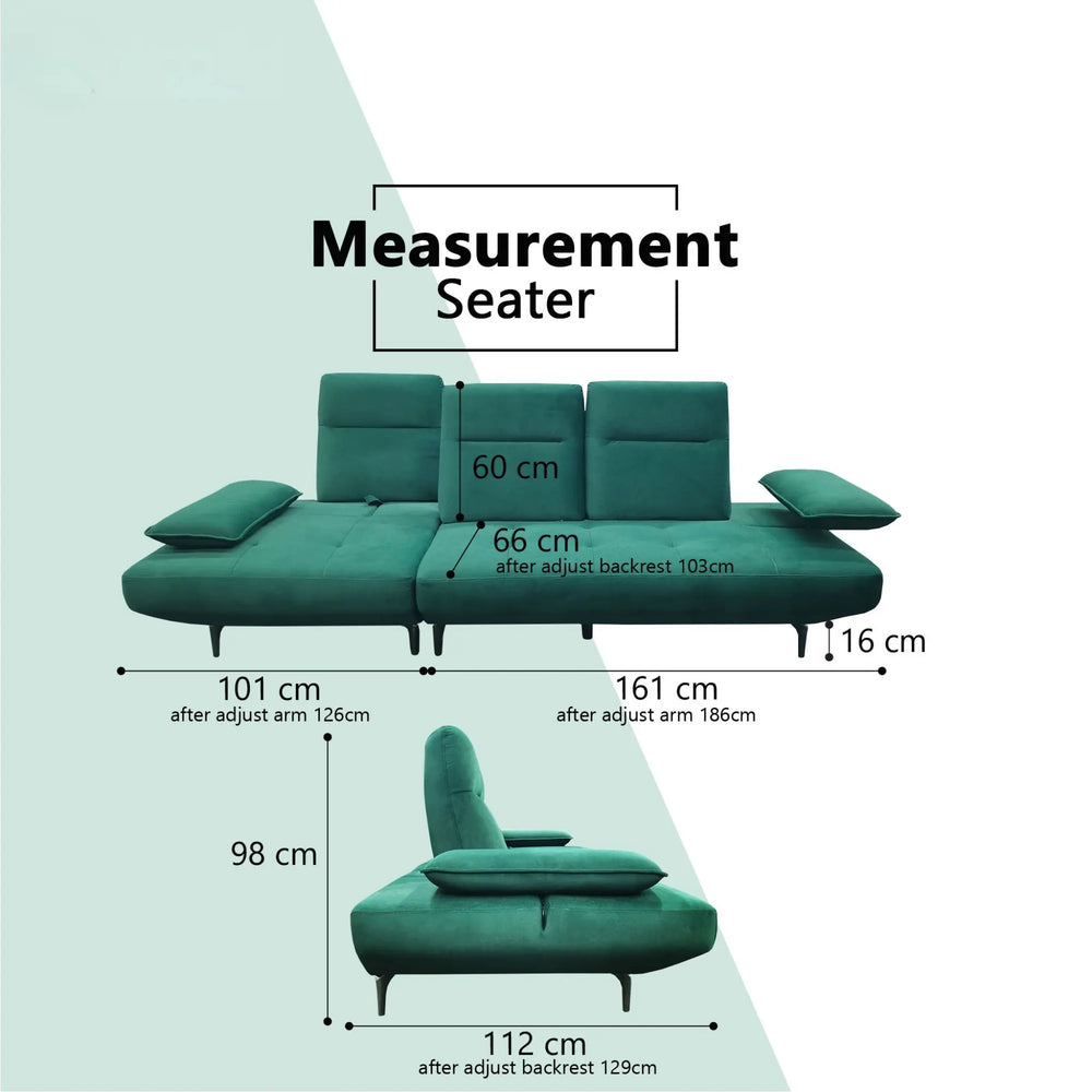 Arvel Fabric Adjustable Backrest & Armrest Sofa (Pet Friendly & Easy Clean) - Esteller