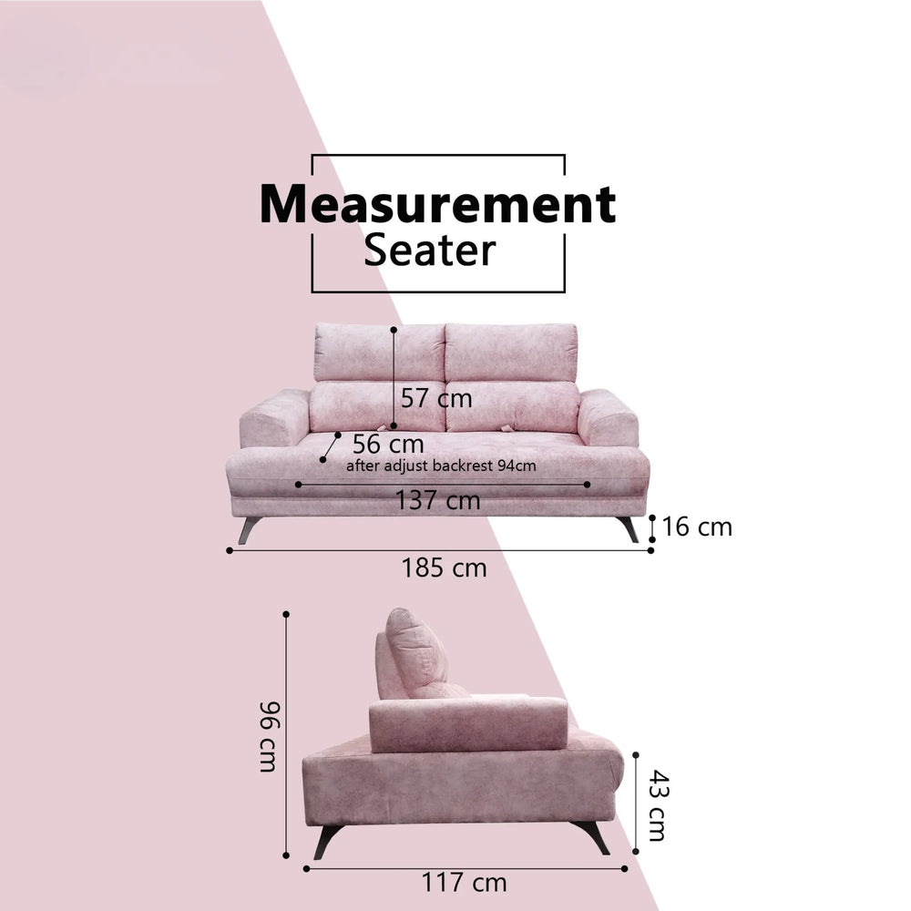 Corren Fabric Adjustable Backrest Sofa (Pet Friendly & Easy Clean) KH