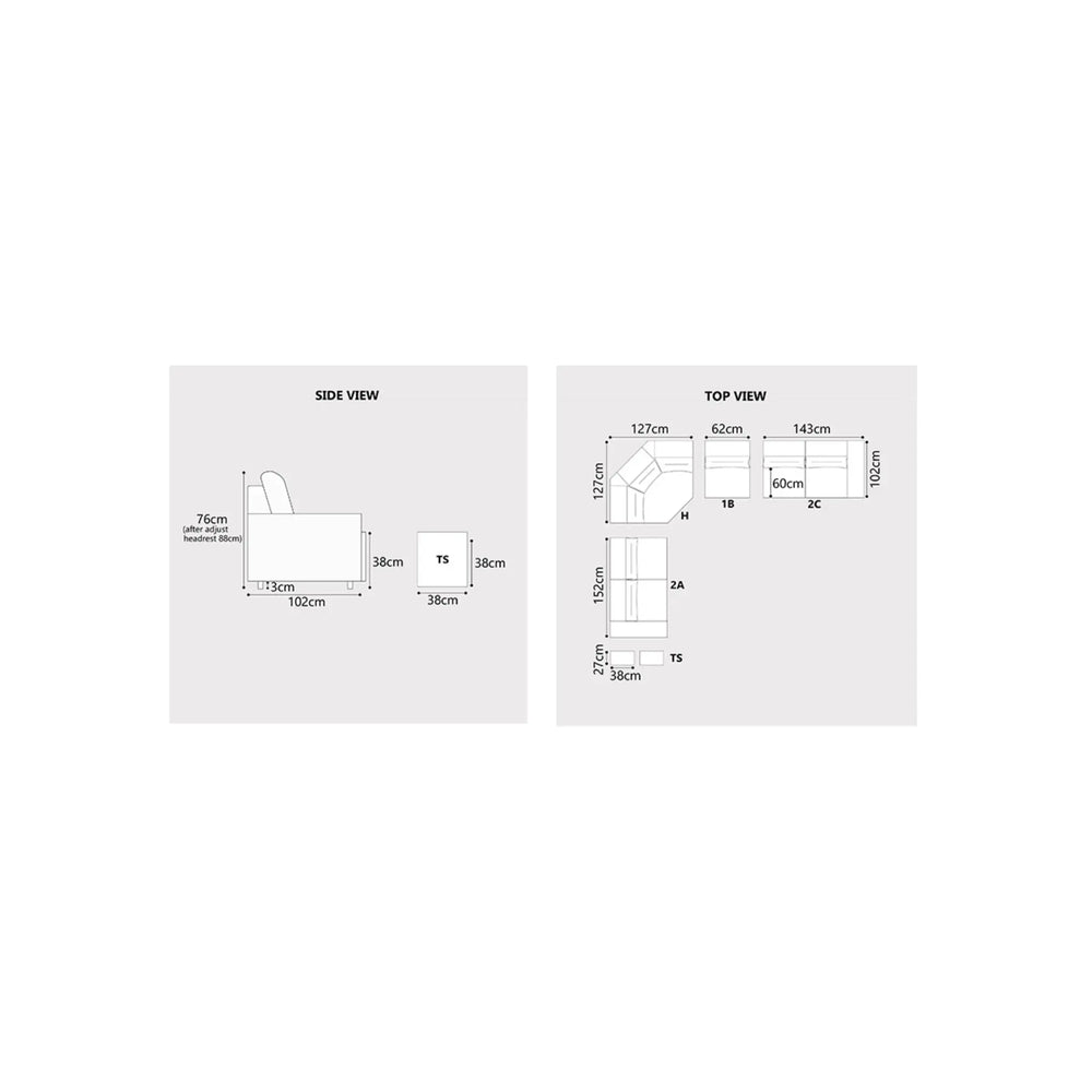 Orlyn Fabric Corner Adjustable Headrest Sofa (Sectional) (Pet Friendly & Easy Clean) - Esteller