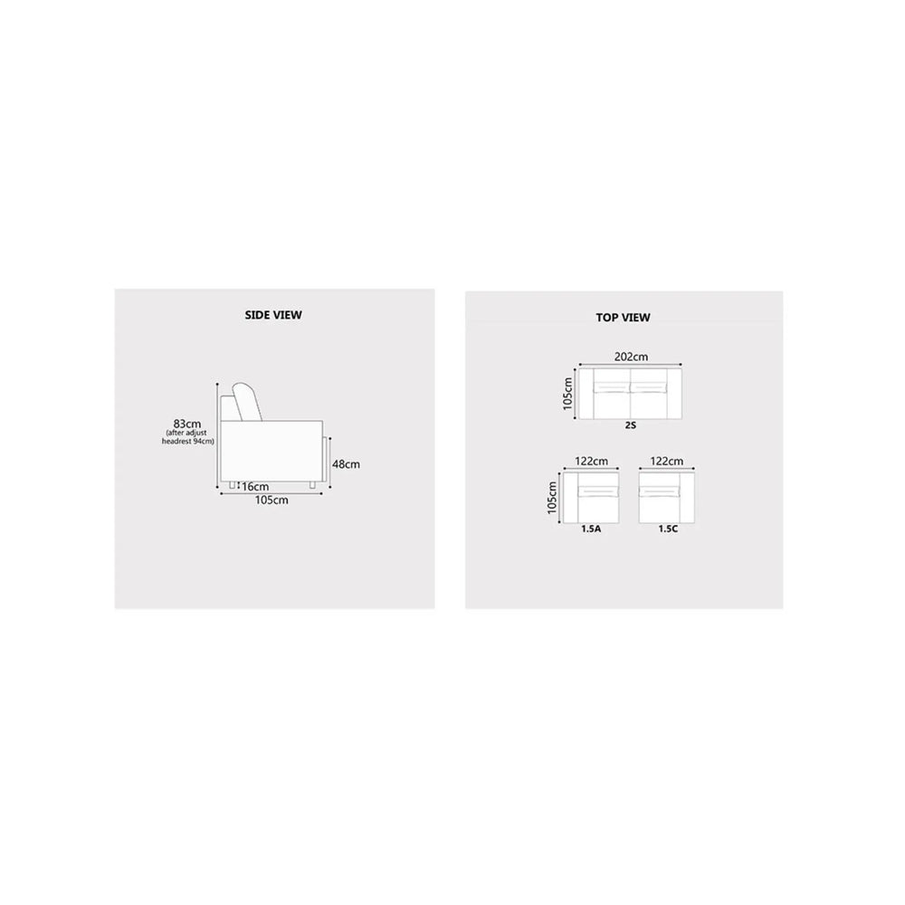 Aquara Fabric Adjustable Headrest Sofa (Pet Friendly & Easy Clean) - Esteller