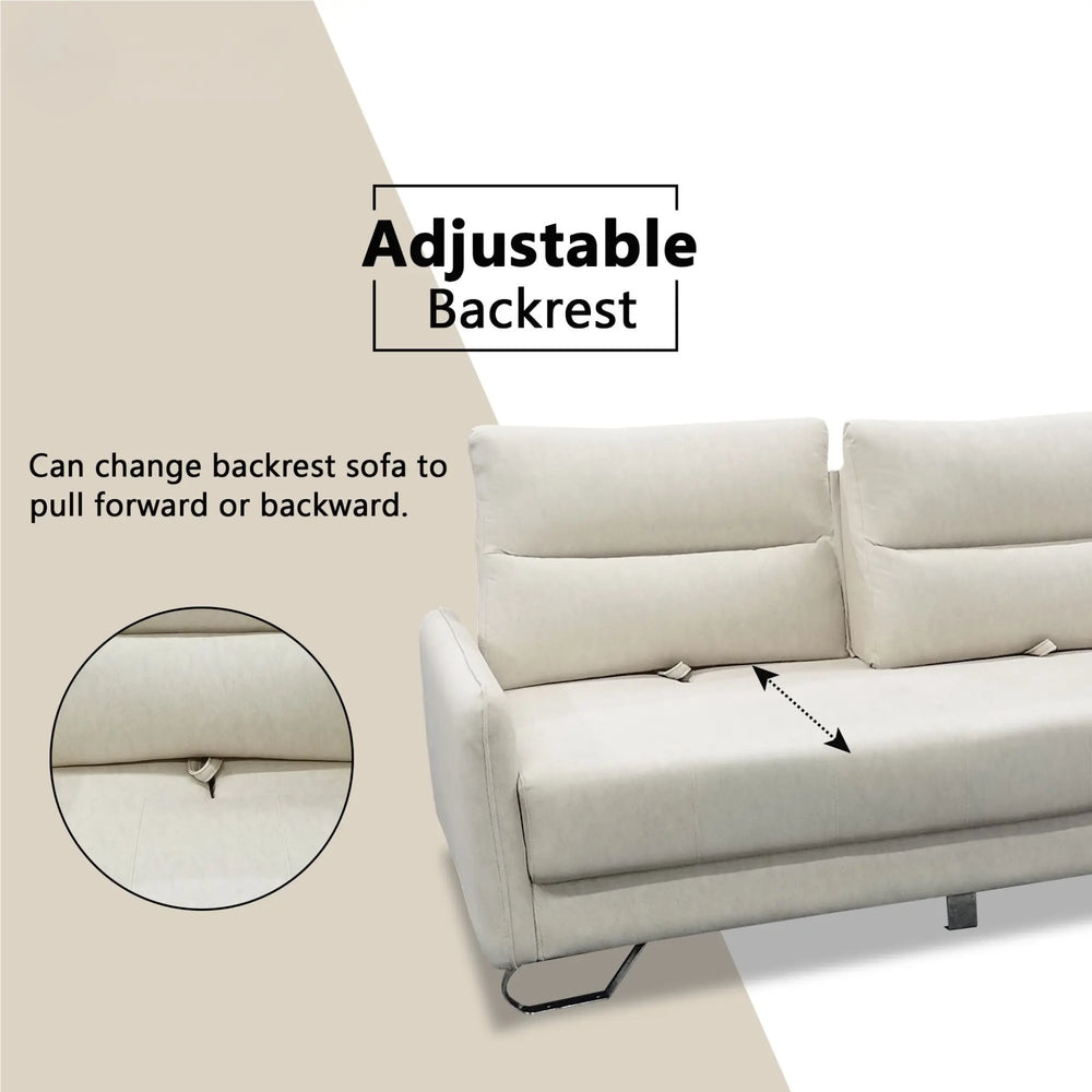 Yariel Fabric Adjustable Backrest L-Shaped Sofa (Pet Friendly & Easy Clean) KH