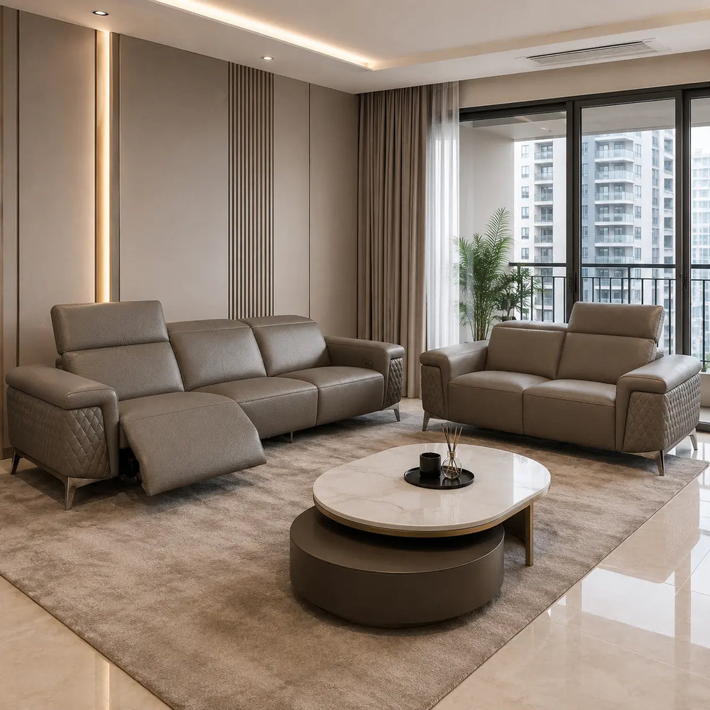 Zorvane Genuine Leather Recliner Sofa MB