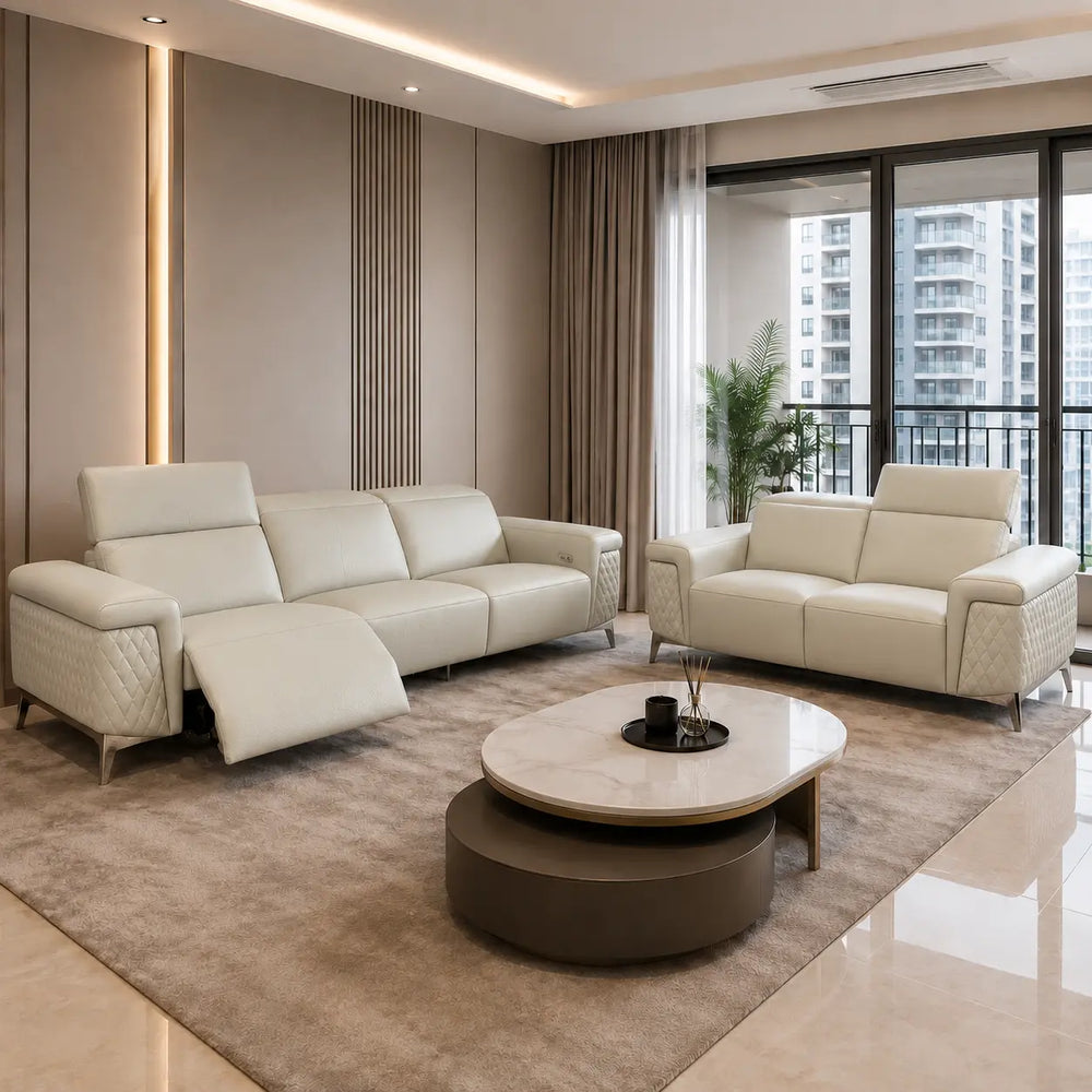 Zorvane Genuine Leather Recliner Sofa MB