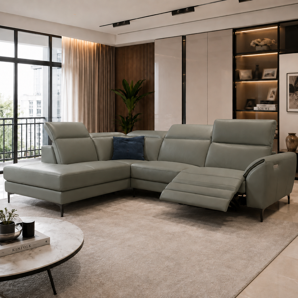 Veldora Genuine Leather Recliner Sectional Sofa MB