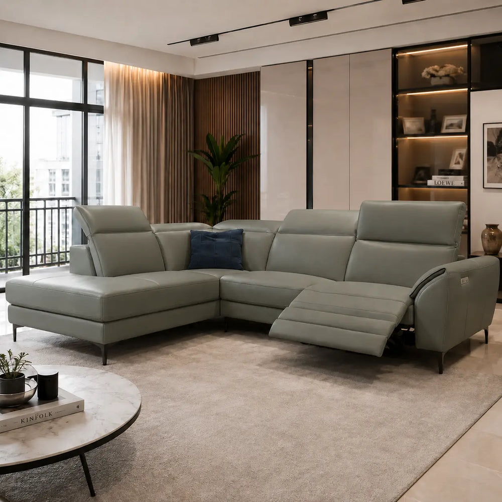 Veldora Genuine Leather Recliner Sectional Sofa MB