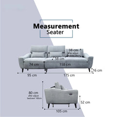 Farven Fabric Adjustable Backrest Recliner Sofa (Pet Friendly & Easy Clean) - Esteller