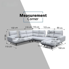 Nyros Fabric Adjustable Backrest L-Shaped Corner Sofa (Sectional) (Pet Friendly & Easy Clean) - Esteller