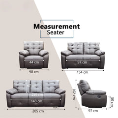 Elros Genuine Leather Recliner Sofa (Pet Friendly & Easy Clean) - Esteller
