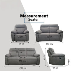 Arvelo Fabric Recliner Sofa (Pet Friendly & Easy Clean) - Esteller