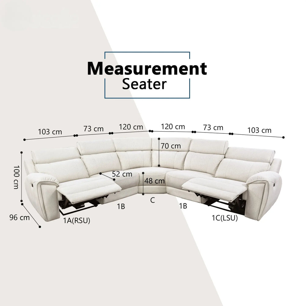 Enricus Fabric Adjustable Headrest Recliner Corner Sofa (Pet Friendly & Easy Clean) - Esteller