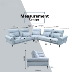Burvon Fabric Adjustable Backrest Corner Sofa (Pet Friendly & Easy Clean) KH