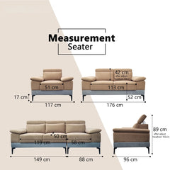 Rystan Fabric Adjustable Headrest Sofa (Pet Friendly & Easy Clean) KH