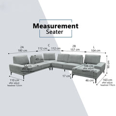 Gavon Fabric Adjustable Backrest L-Shaped Corner Sofa (Pet Friendly & Easy Clean) - Esteller