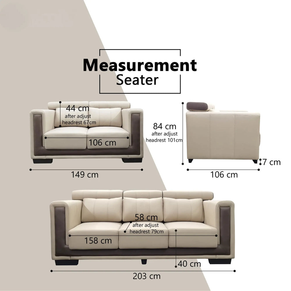Xoryn Fabric Adjustable Headrest Slider Sofa (Pet Friendly & Easy Clean) KH
