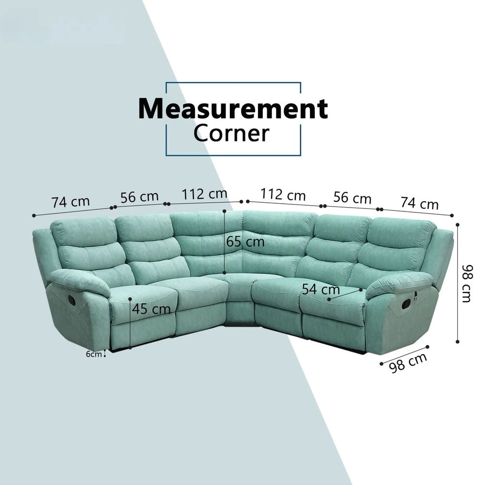 Myros Fabric Recliner Corner Sofa (Pet Friendly & Easy Clean) - Esteller