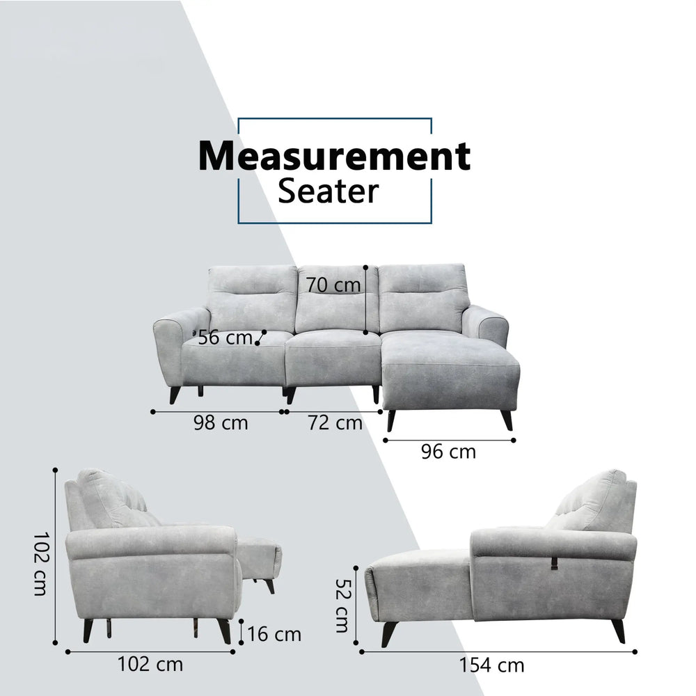 Hadris Fabric Recliner L-Shaped Sofa (Pet Friendly & Easy Clean) - Esteller