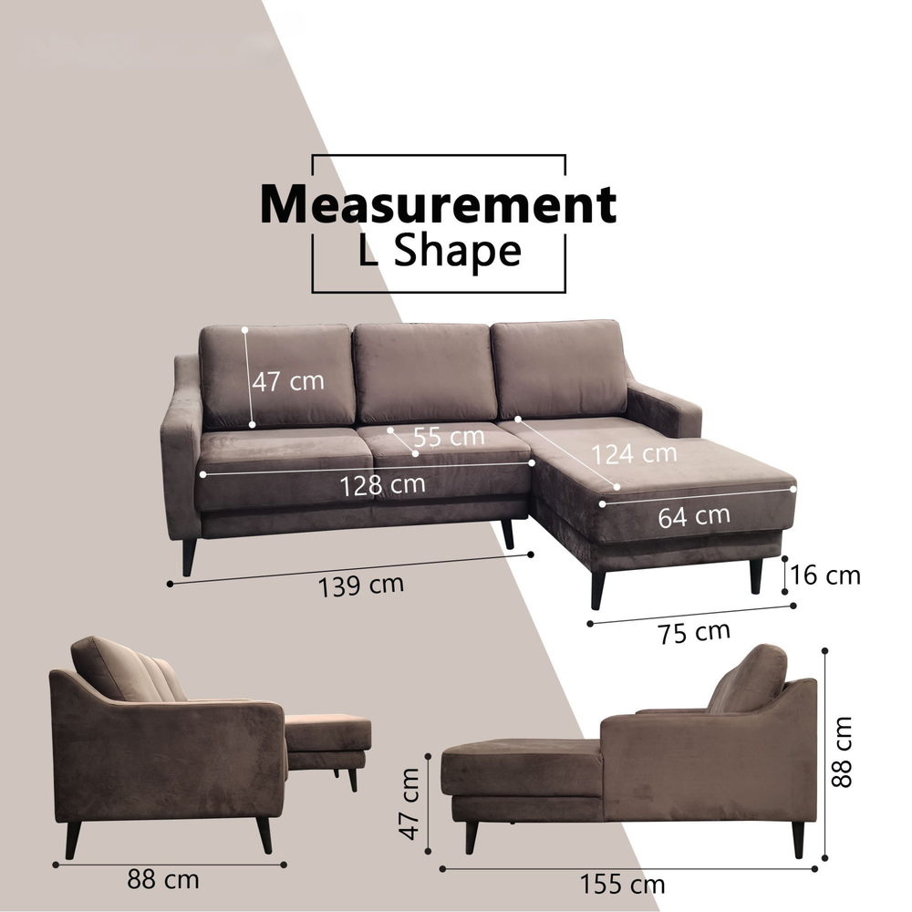 Norviel Fabric L-Shaped Sofa (Pet Friendly & Easy Clean) KH