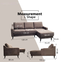 Norviel Fabric L-Shaped Sofa (Pet Friendly & Easy Clean) KH