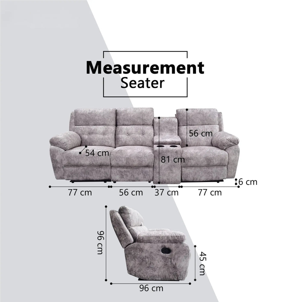 Soral Fabric Recliner Sofa (Pet Friendly & Easy Clean) - Esteller