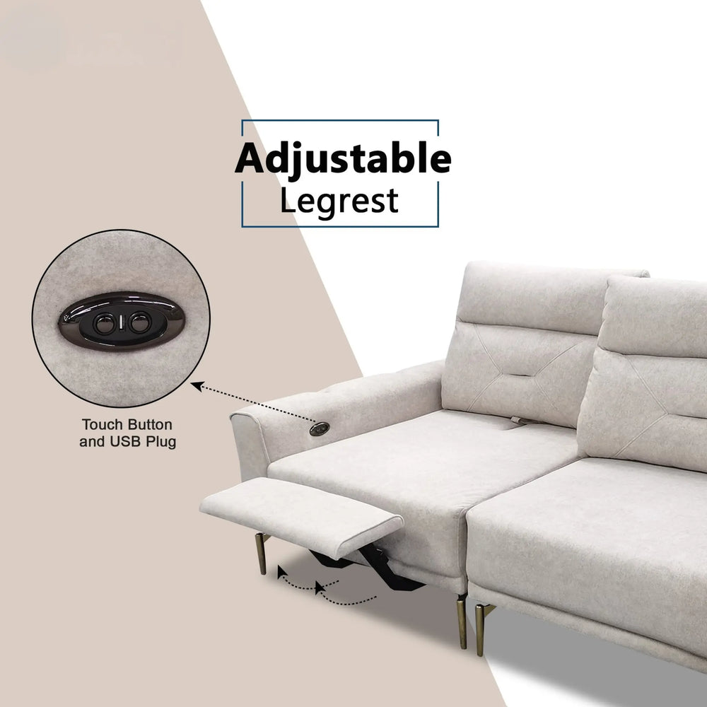 Kai Fabric Adjustable Legrest & Backrest Corner Sofa (Pet Friendly & Easy Clean) KH