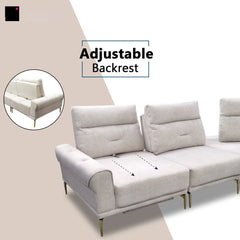 Kai Fabric Adjustable Legrest & Backrest Corner Sofa (Pet Friendly & Easy Clean) KH