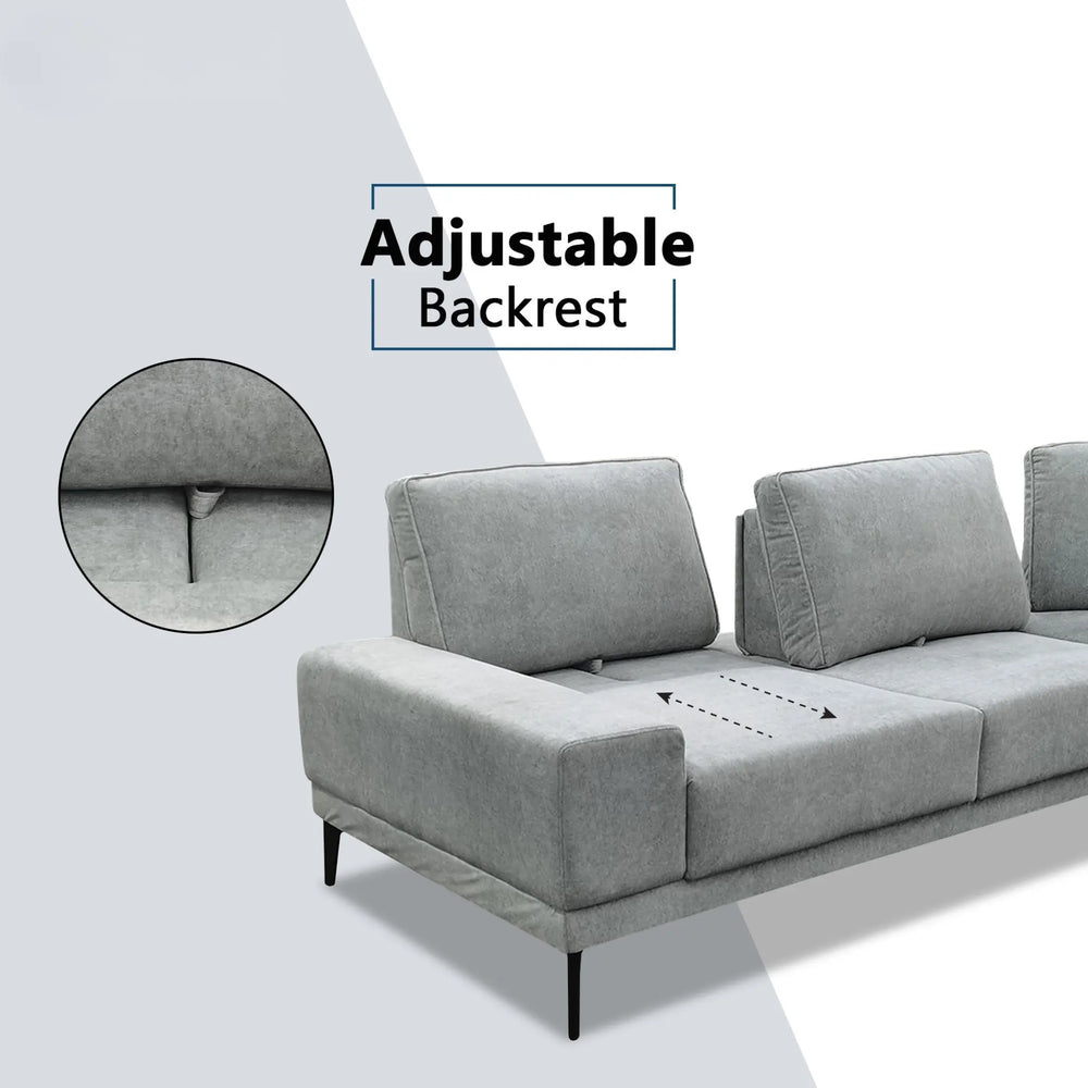 Gavon Fabric Adjustable Backrest L-Shaped Corner Sofa (Pet Friendly & Easy Clean) - Esteller