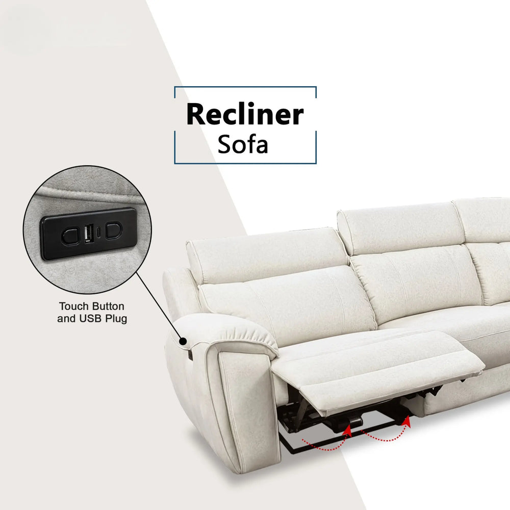 Enricus Fabric Adjustable Headrest Recliner Corner Sofa (Pet Friendly & Easy Clean) - Esteller