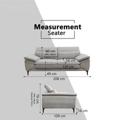 Terrava Fabric Adjustable Headrest Sofa (Pet Friendly & Easy Clean) - Esteller