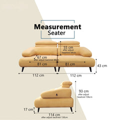 Myric Fabric Adjustable Backrest & Headrest Sofa (Pet Friendly & Easy Clean) - Esteller