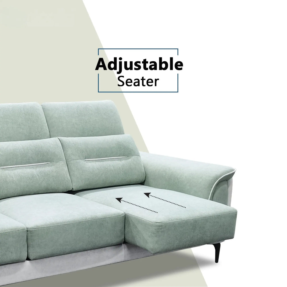 Pebblis Fabric Adjustable Headrest Slider Sofa (Pet Friendly & Easy Clean) - Esteller