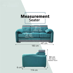 Oryno Fabric Adjustable Headrest Slider Sofa (Pet Friendly & Easy Clean) - Esteller