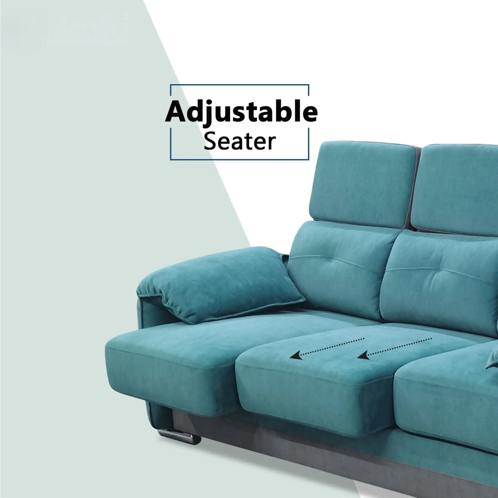 Oryno Fabric Adjustable Headrest Slider Sofa (Pet Friendly & Easy Clean) - Esteller