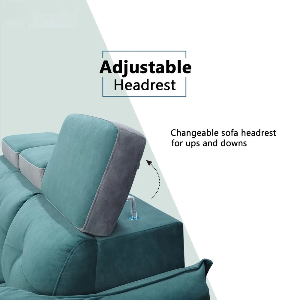 Oryno Fabric Adjustable Headrest Slider Sofa (Pet Friendly & Easy Clean) - Esteller