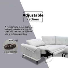 Nestor Fabric Adjustable Headrest Recliner Corner Sofa (Pet Friendly & Easy Clean) - Esteller