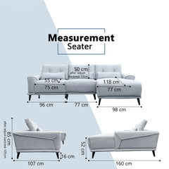 Nestor Fabric Adjustable Backrest & Headrest Recliner L-Shaped Sofa (Pet Friendly & Easy Clean) - Esteller
