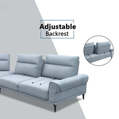 Burvon Fabric Adjustable Backrest Corner Sofa (Pet Friendly & Easy Clean) KH