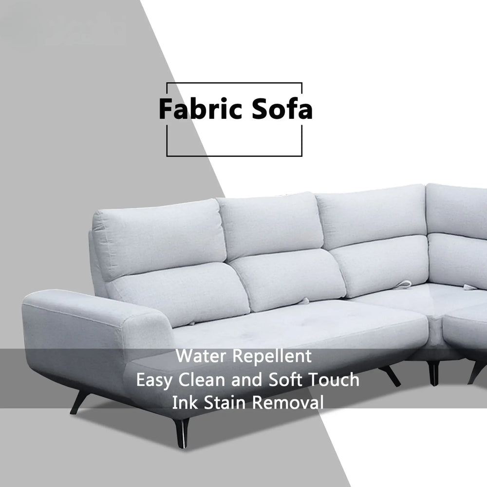 Nyros Fabric Adjustable Backrest L-Shaped Corner Sofa (Sectional) (Pet Friendly & Easy Clean) - Esteller