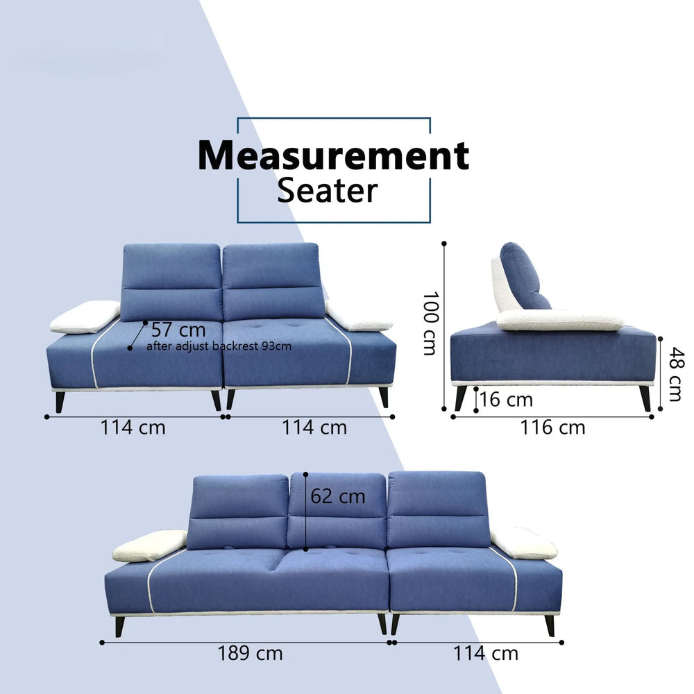 Norric Fabric Adjustable Backrest & Armrest Sofa (Pet Friendly & Easy Clean) - Esteller
