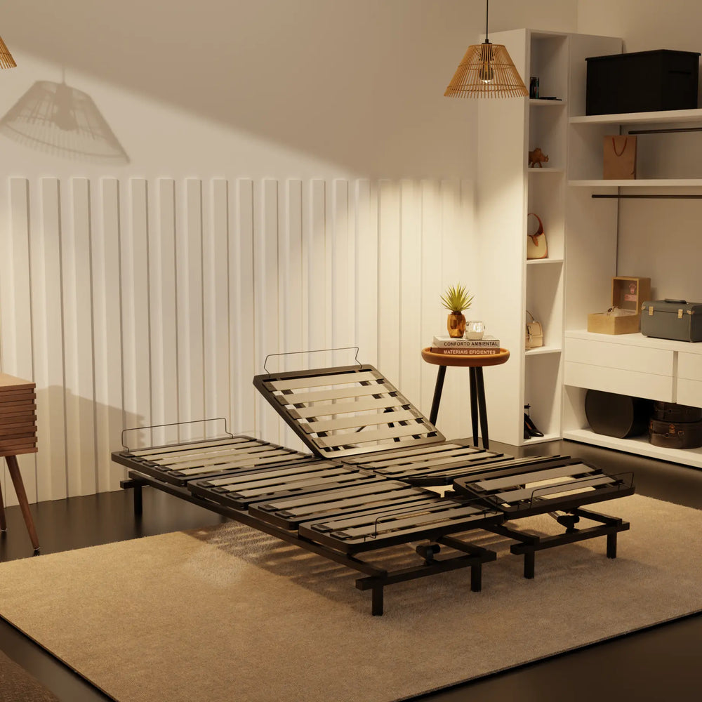 Somnuz® Restro Adjustable Genuine Leather Bed + Somnuz® Aire Mattress Somnuz