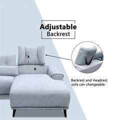 Nestor Fabric Adjustable Backrest & Headrest Recliner L-Shaped Sofa (Pet Friendly & Easy Clean) - Esteller