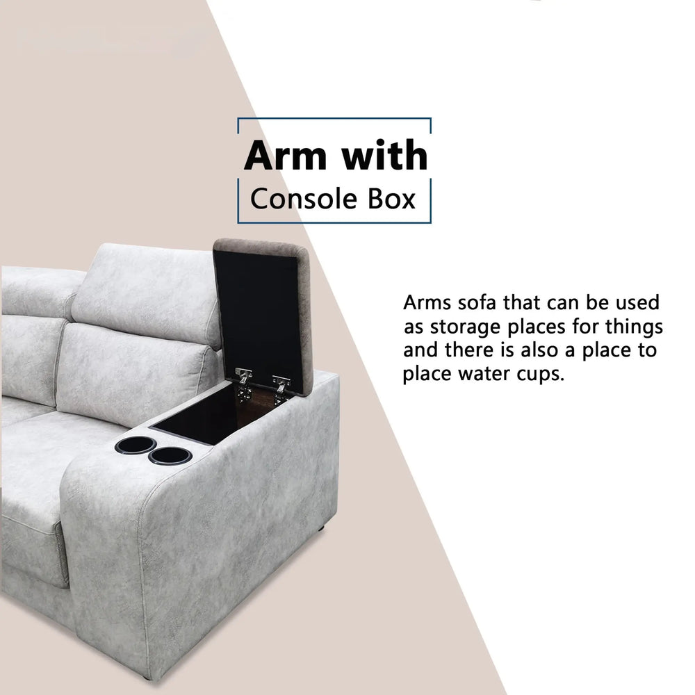 Meren Fabric Adjustable Headrest L-Shaped Corner Sofa (Pet Friendly & Easy Clean) - Esteller
