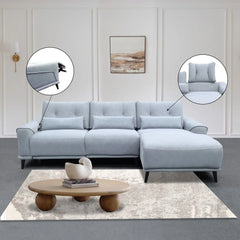 Nestor Fabric Adjustable Backrest & Headrest Recliner L-Shaped Sofa (Pet Friendly & Easy Clean) - Esteller