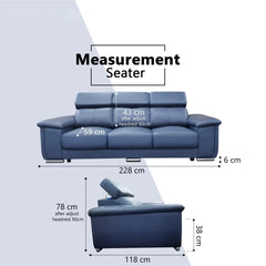 Zevin Genuine Leather Adjustable Headrest Sofa - Esteller