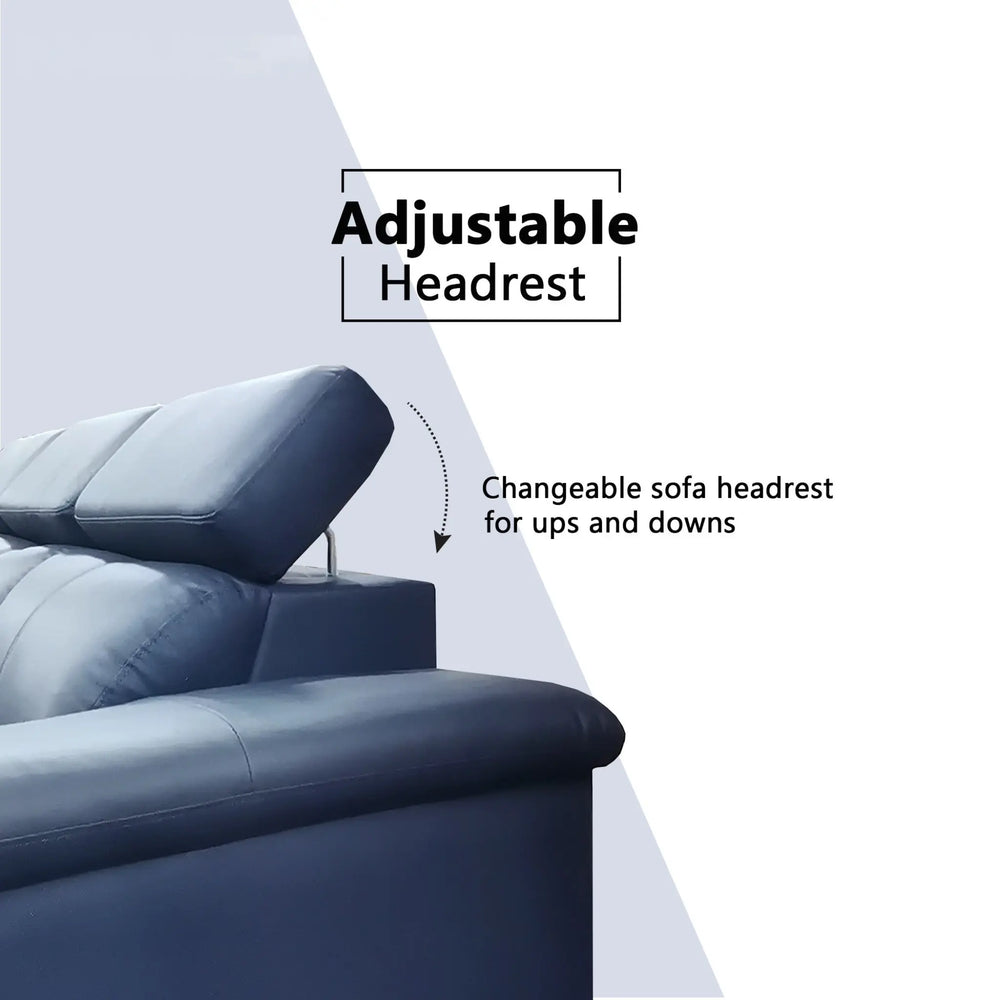 Zevin Genuine Leather Adjustable Headrest Sofa - Esteller