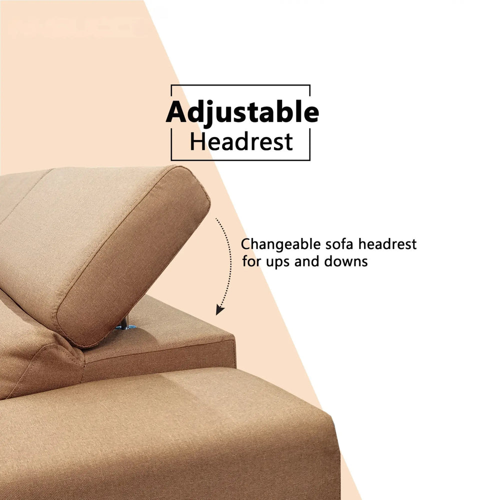 Moryn Fabric L-Shaped Adjustable Headrest Sofa (Pet Friendly & Easy Clean) - Esteller