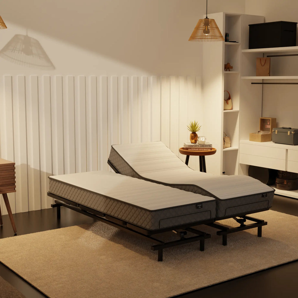 Somnuz® Restro Adjustable Genuine Leather Bed + Somnuz® Aire Mattress Somnuz