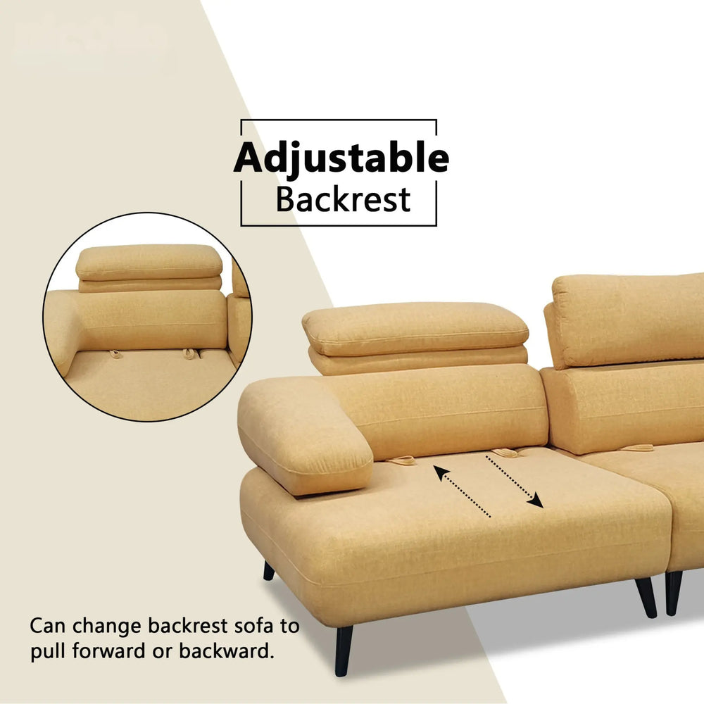Myric Fabric Adjustable Backrest & Headrest Sofa (Pet Friendly & Easy Clean) - Esteller